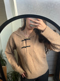 Coffee Toggle-Collar Knit Pullover