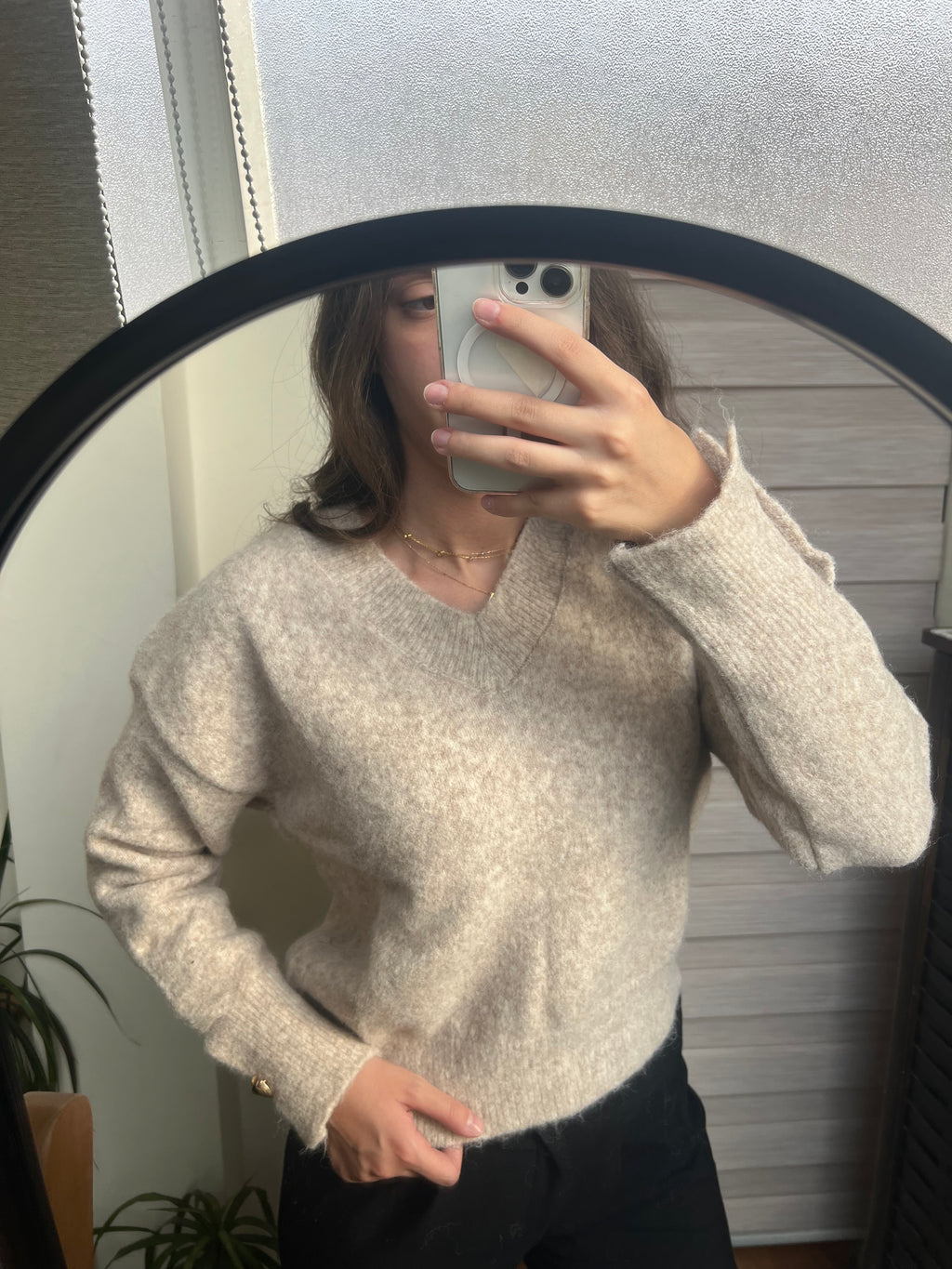 Relaxed V-Neck Knit Pullover