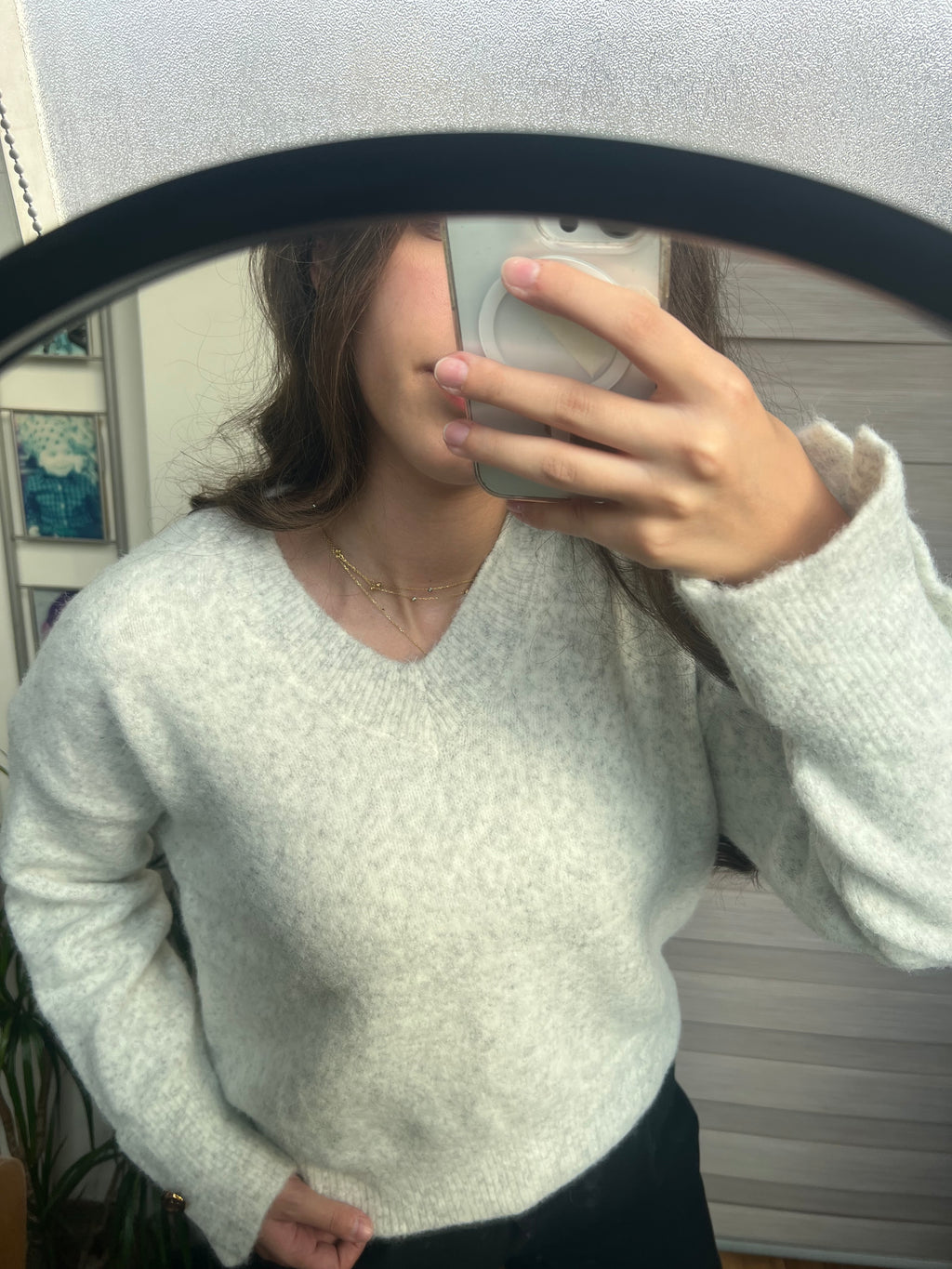 Relaxed V-Neck Knit Pullover