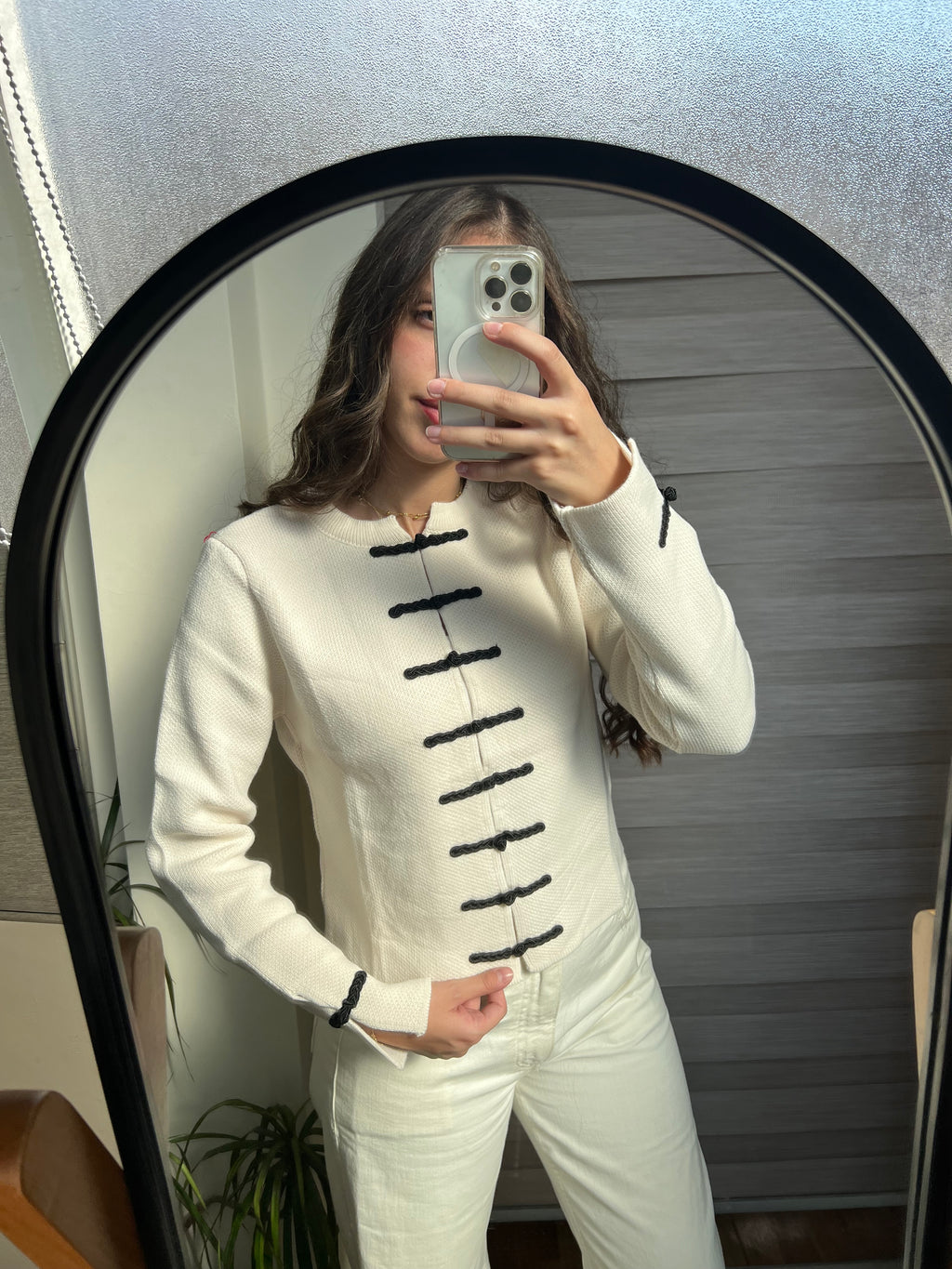 Contrast Bow Knit Cardigan
