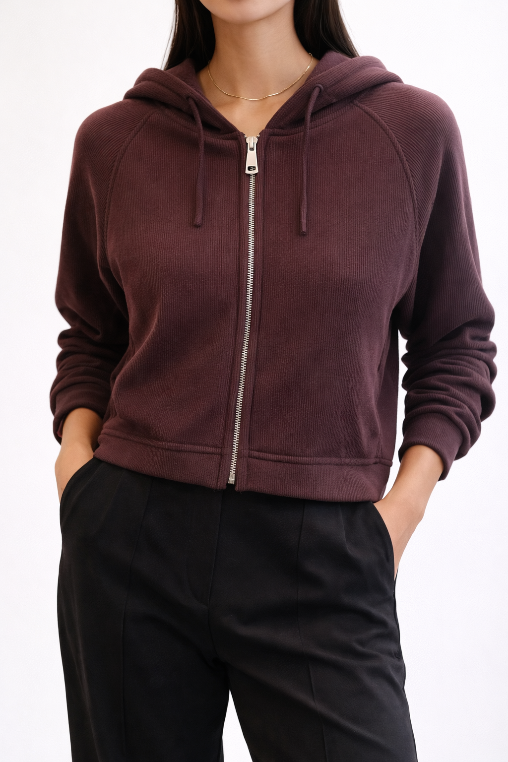 Ribbed Zip-Up Hoodie