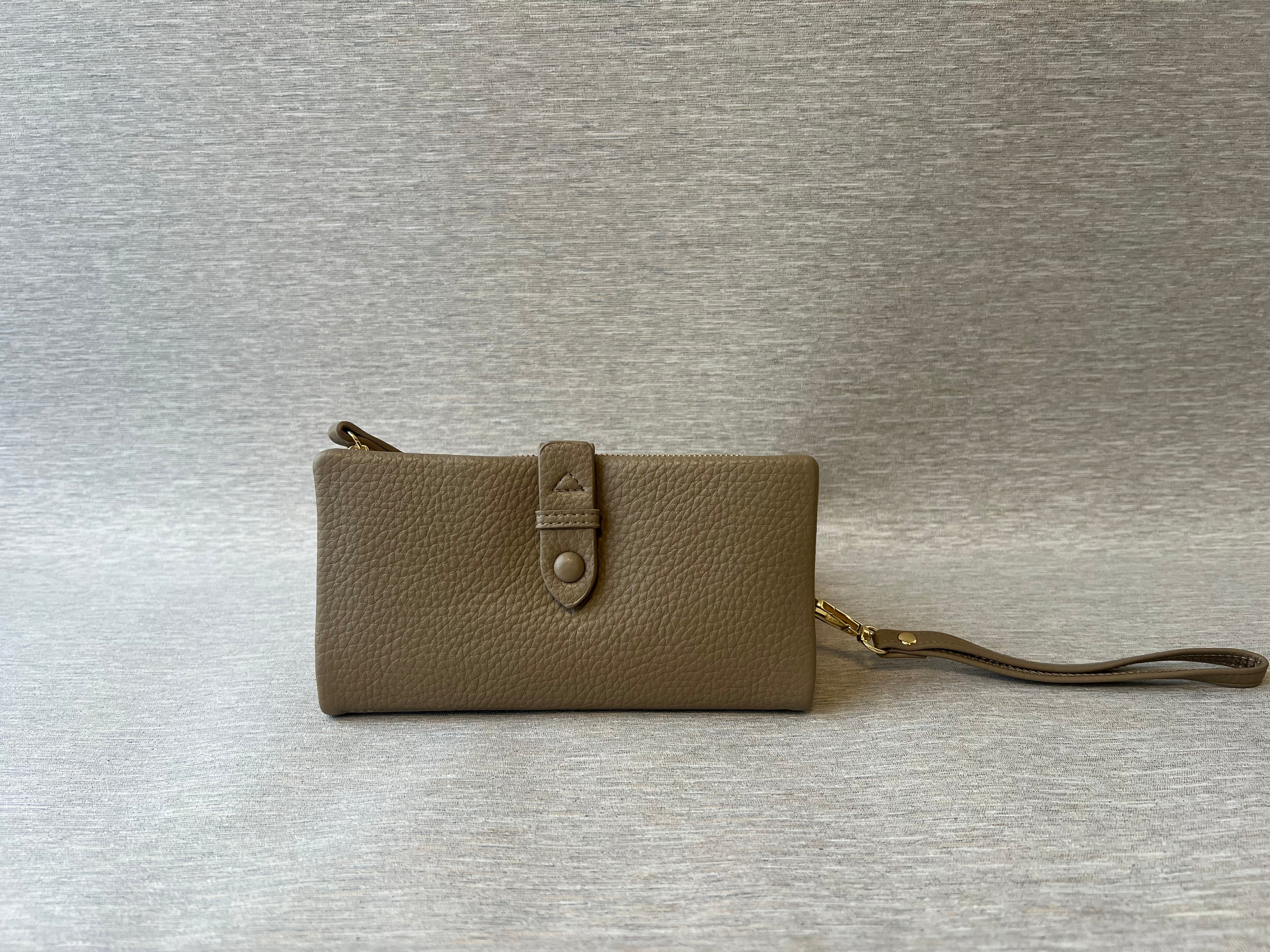 Textured Leather Wallet with Wrist Strap