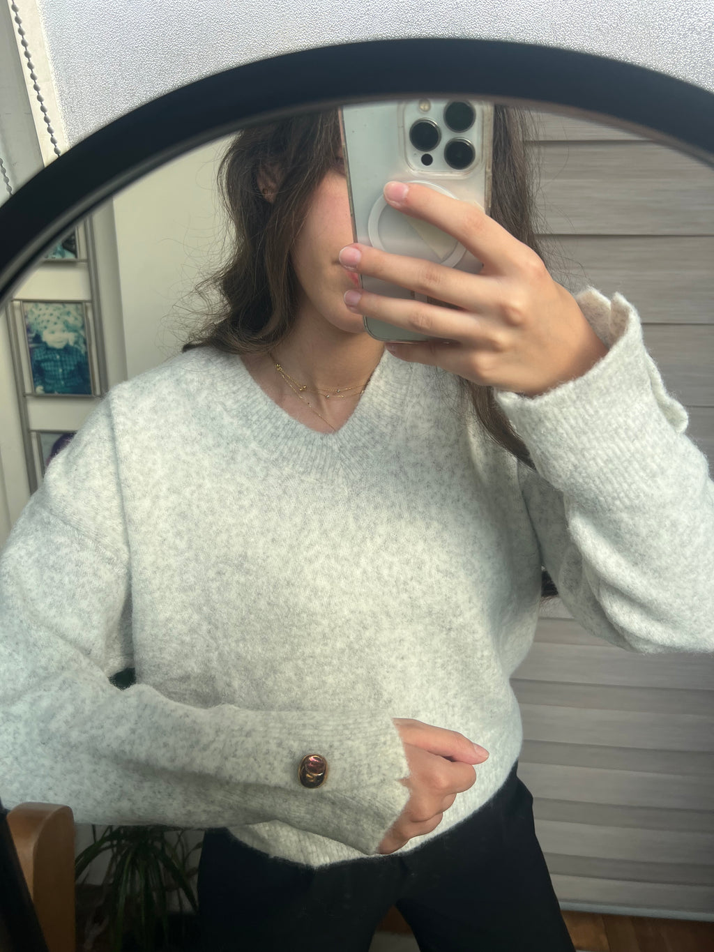 Relaxed V-Neck Knit Pullover