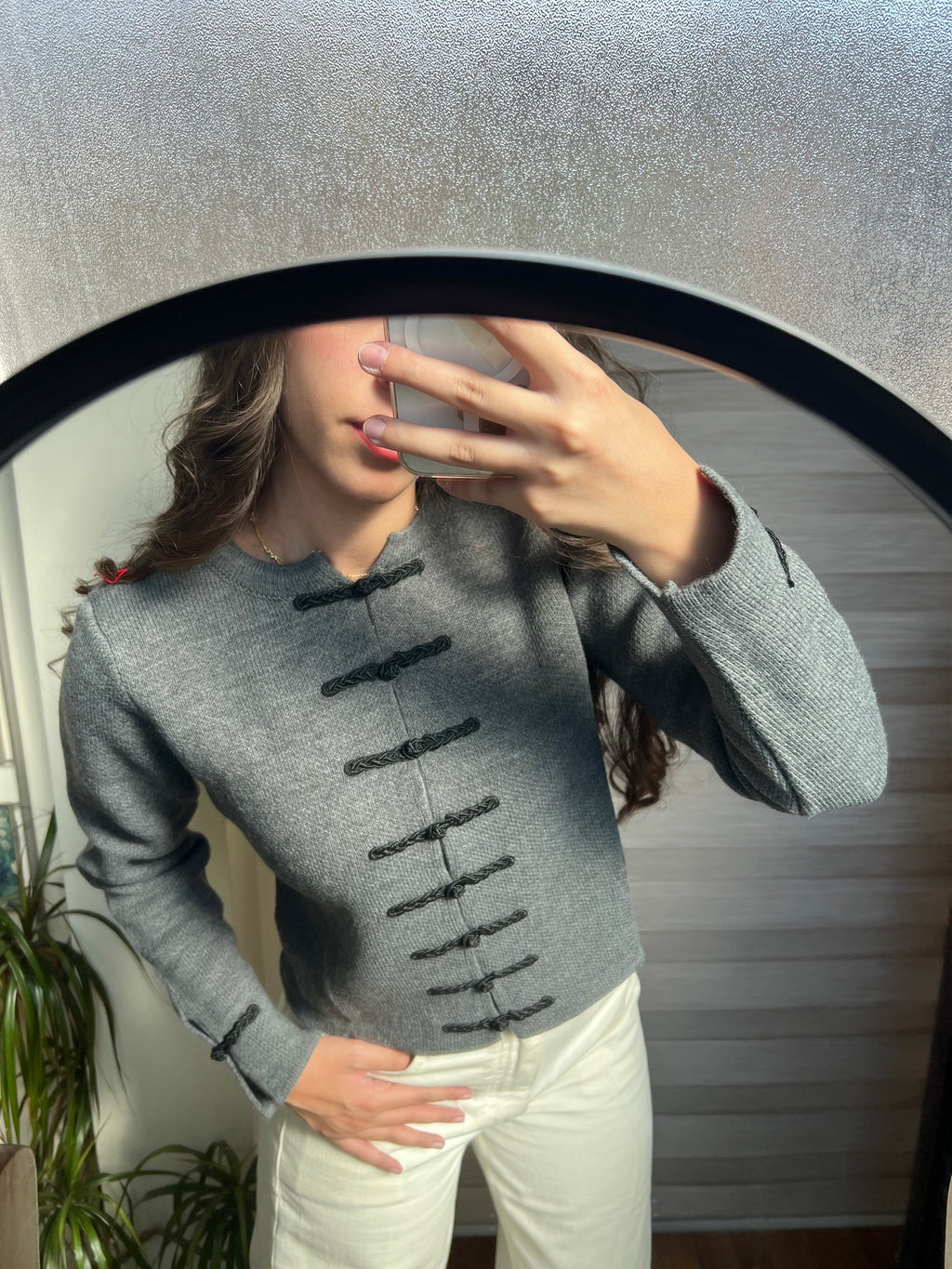 Contrast Bow Knit Cardigan