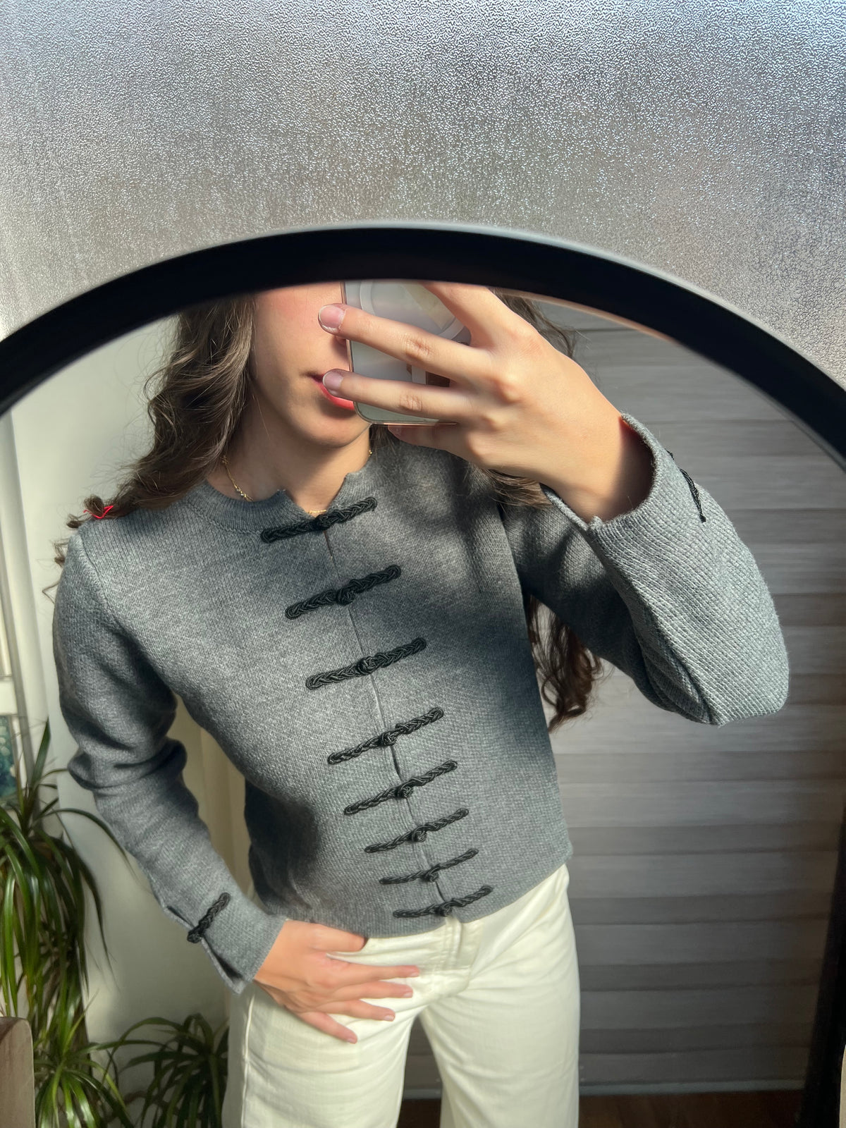 Contrast Bow Knit Cardigan