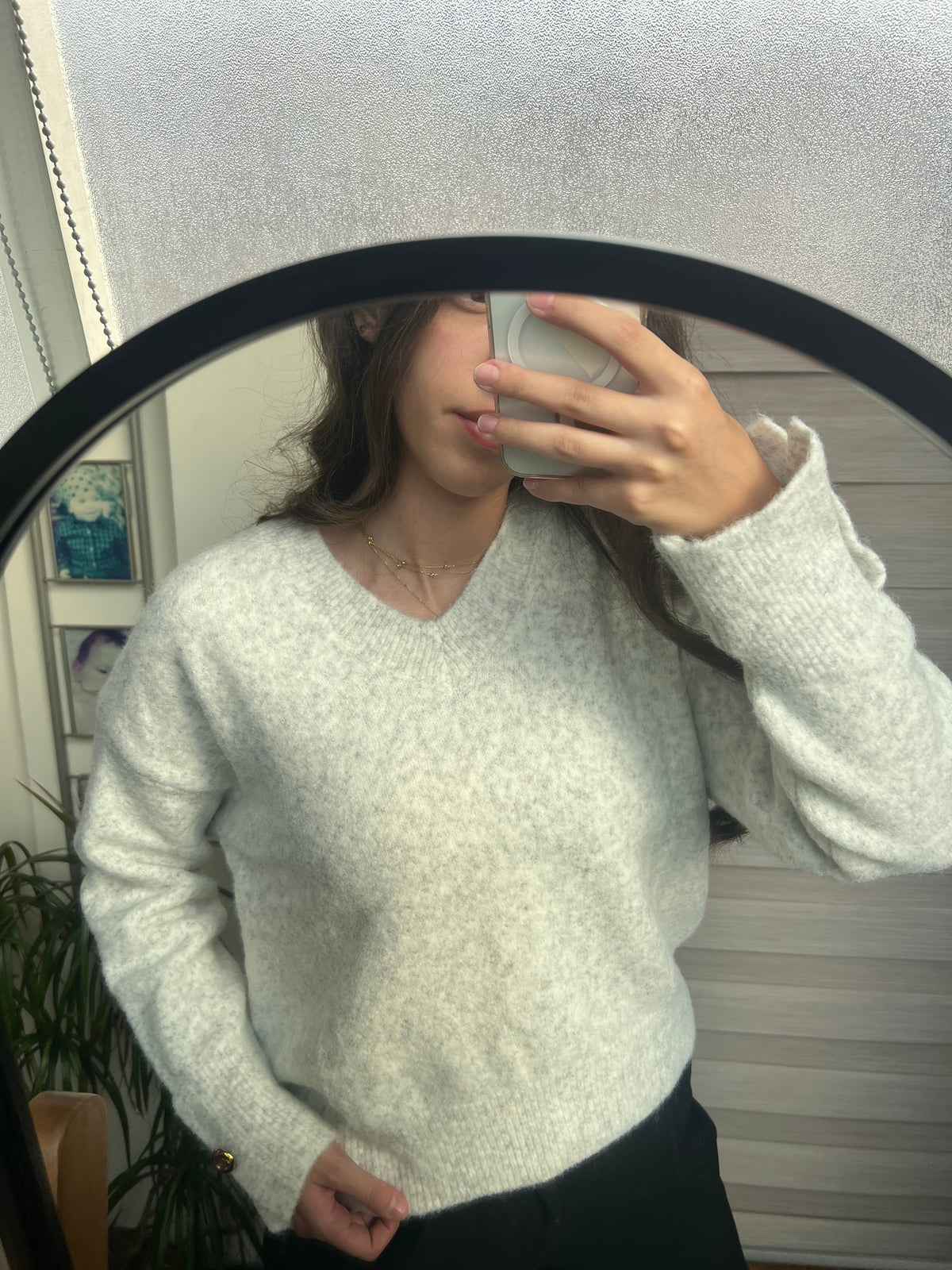 Relaxed V-Neck Knit Pullover