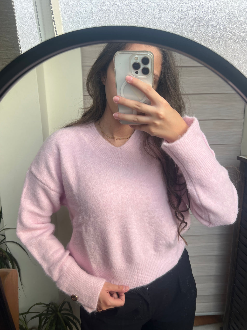 Relaxed V-Neck Knit Pullover