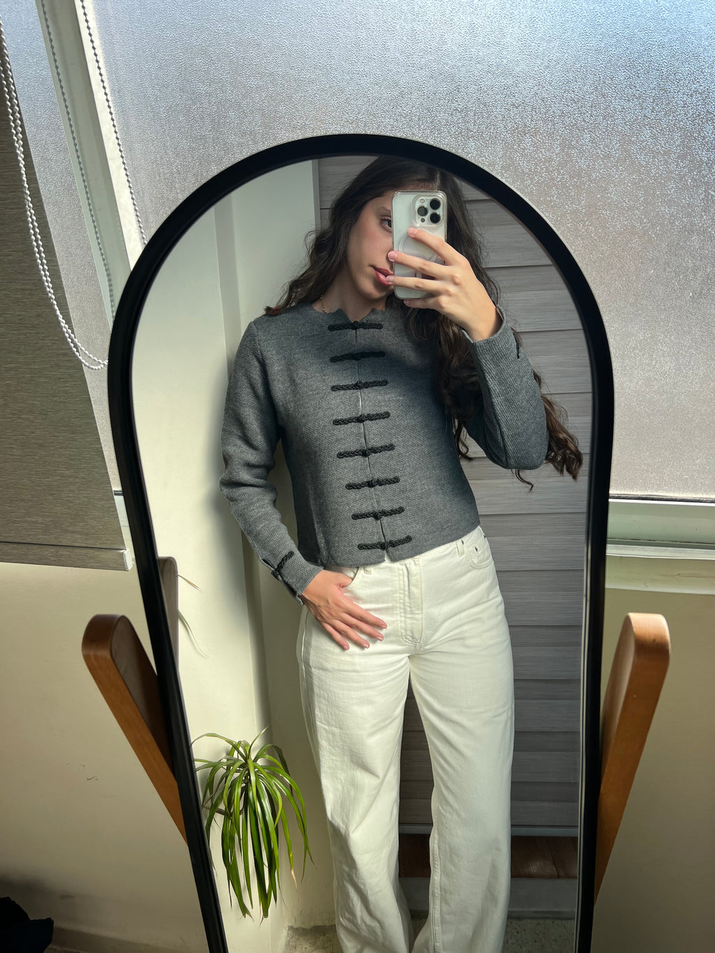 Contrast Bow Knit Cardigan