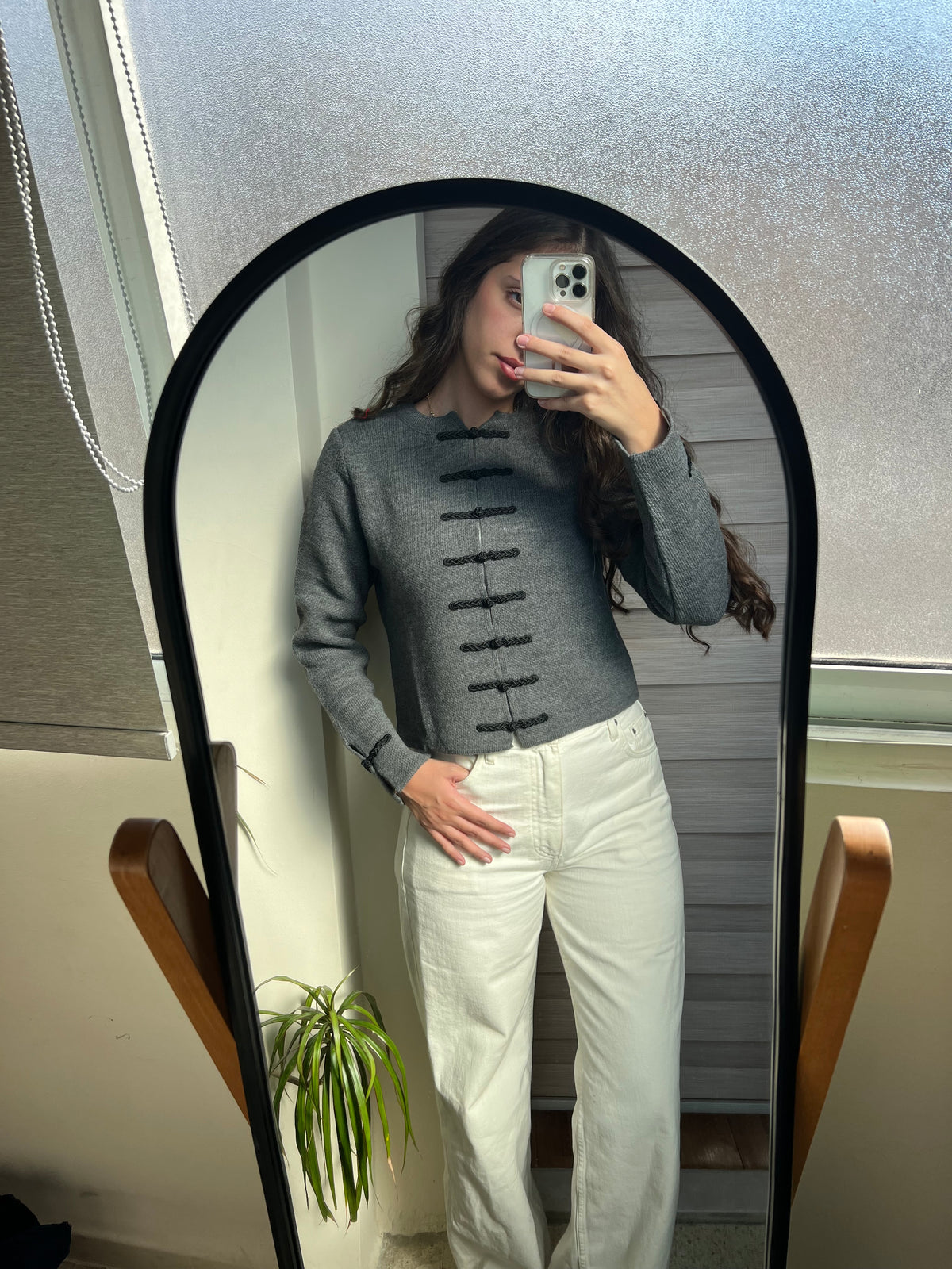 Contrast Bow Knit Cardigan